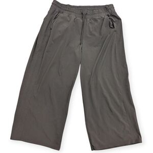 Athleta Pant Women 16 Black Avenue Wide Leg Crop Lightweight Drawstring Active